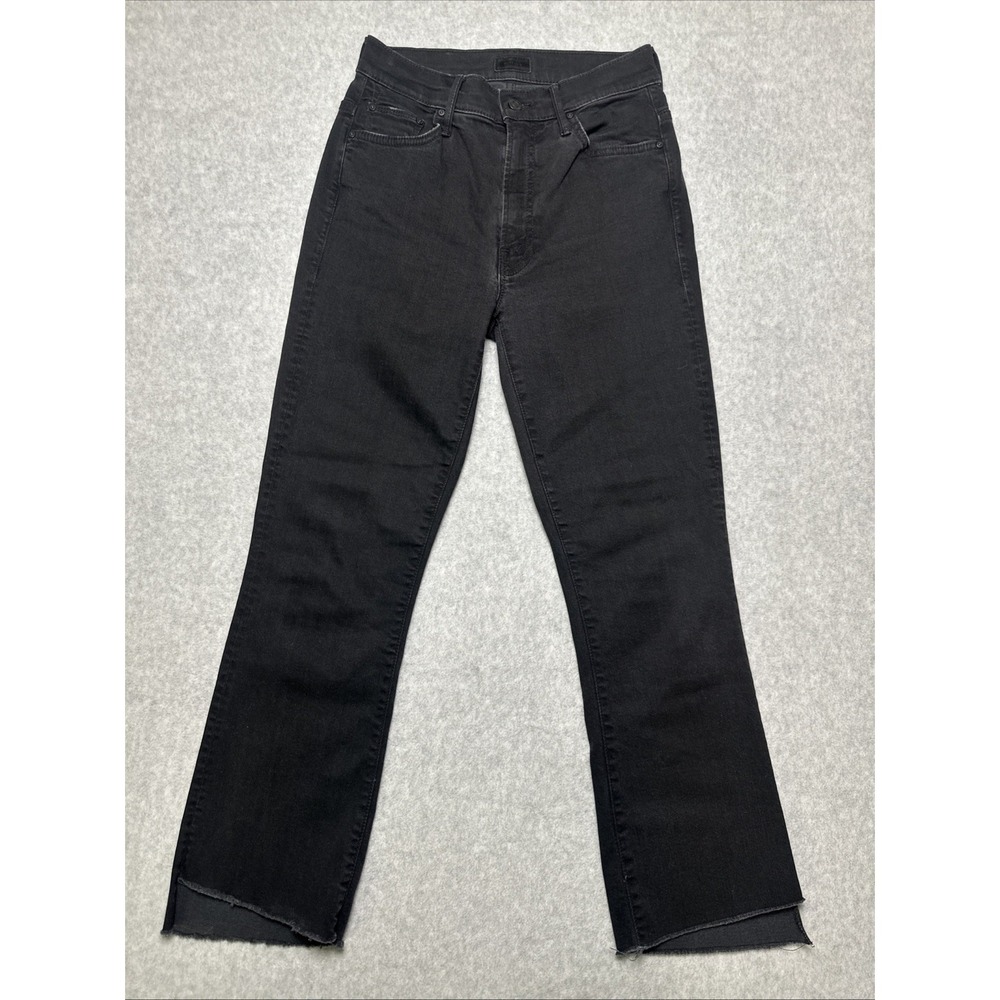 Mother Jeans Black Insider Crop Step Fray Not Guilty Flare Raw Hem Woman's 26